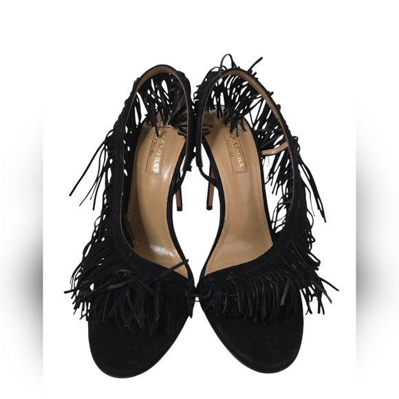 Aquazzurra Wild Fringe Black suede sandals - Picture 6 of 11